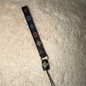 Louis Vuitton Black Wrist Strap with Multicolor Monogram